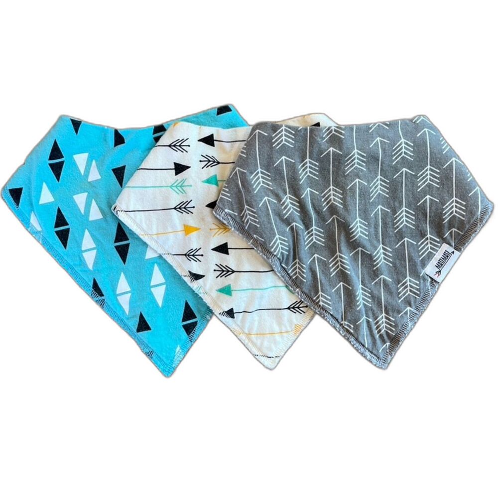 MatiMati Baby Organic Cotton Handkerchief Bib Set of Three Arrows
